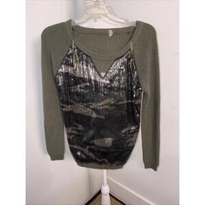 Guess Sweater Sequins Rhinestone Metal Tag